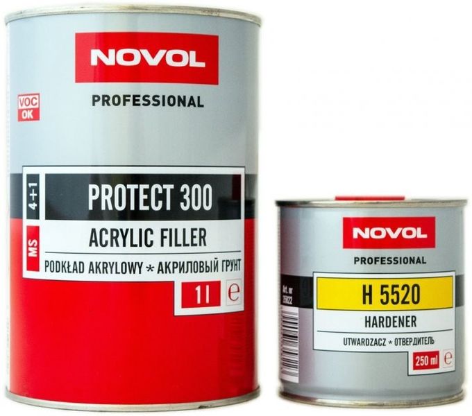 Грунт акриловий NOVOL MS Protect 300 4:1 1л красный + отвердитель H5520 250 мл 56896204 фото